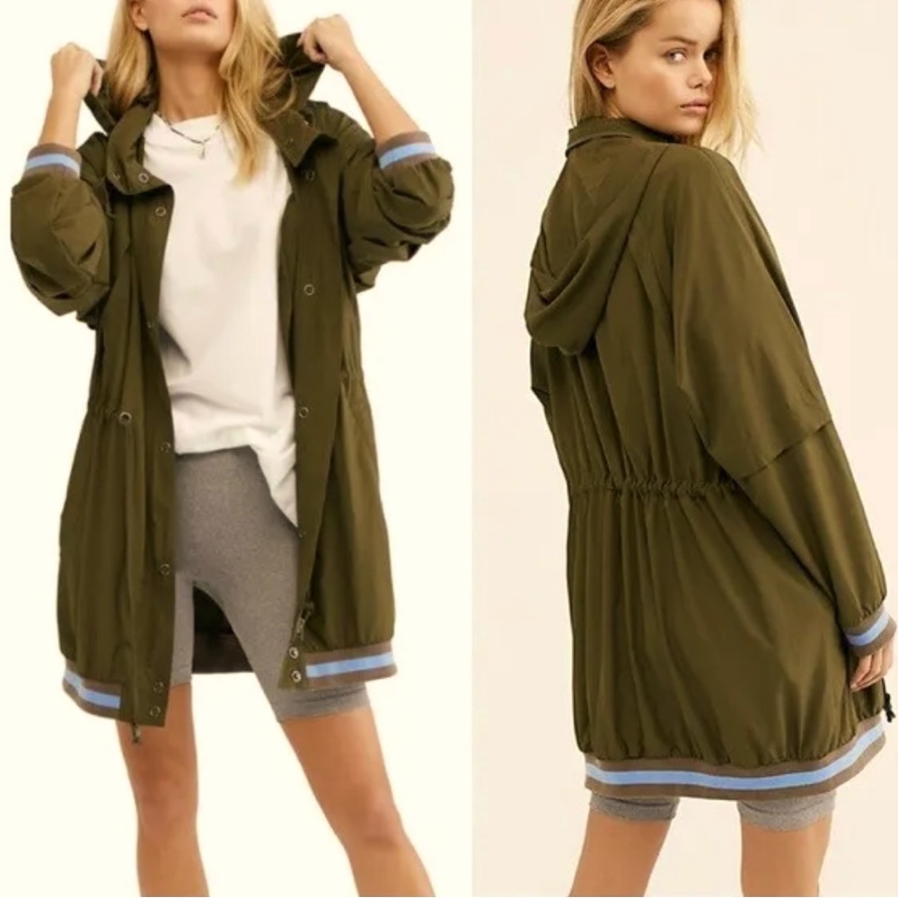 NWT Oversized Free People Olive Wind Swept Long Jacket. Hippie Chic.